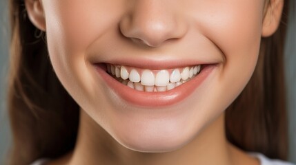 Obraz premium Teenager standing against a light beige backdrop, smiling joyfully.