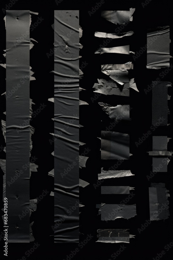 Poster a black and white photo capturing torn pieces of paper. this versatile image can be used in various 