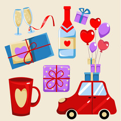 Valentine's Day  champagne cards love and holiday romantic mood 