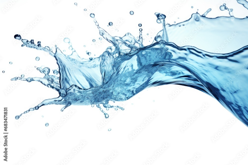 Poster A dynamic image capturing a splash of water on a pristine white surface.