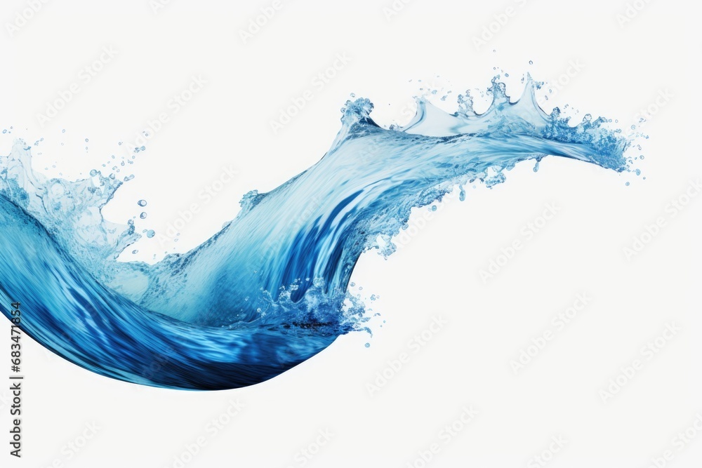 Poster A dynamic image capturing a wave of water splashing onto a pristine white surface.