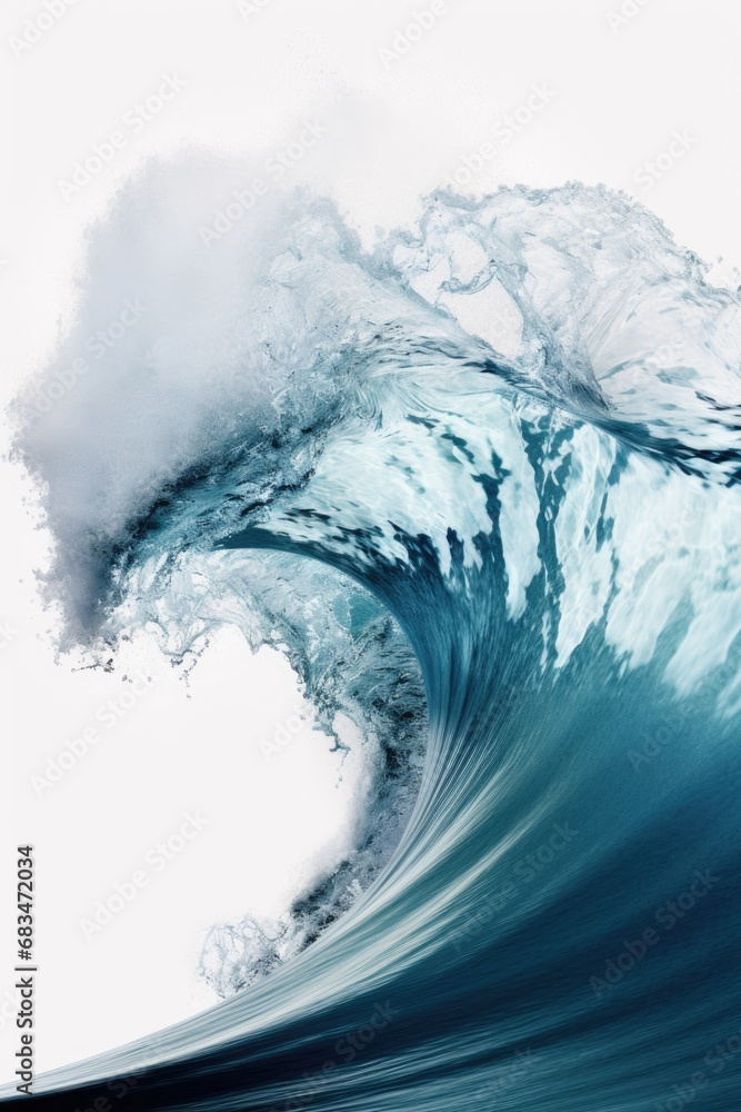 Poster a powerful and dramatic wave crashing in the vast ocean. this image captures the raw energy and beau