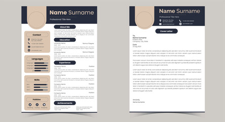 Modern Resume CV Template with Cover Letter - obrazy, fototapety, plakaty