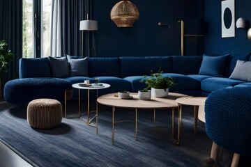 Blue sofa design room Created by AI