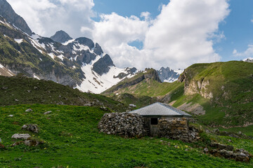 Wonderful hike in the Alpstein mountains in Appenzellerland Switzerland