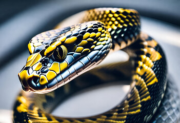 close up on snake on minimal background style
