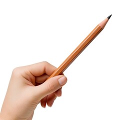 hand with pencil isolated on white background