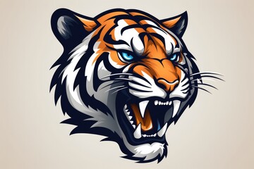 Tiger Vector Logo Icon And Head Sticker - obrazy, fototapety, plakaty