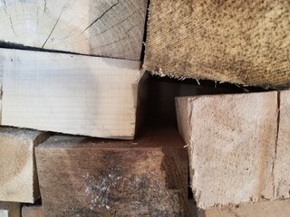 Rectangular Blocks of Cut Wood Stacked