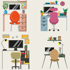 Workplace office interior in the room 