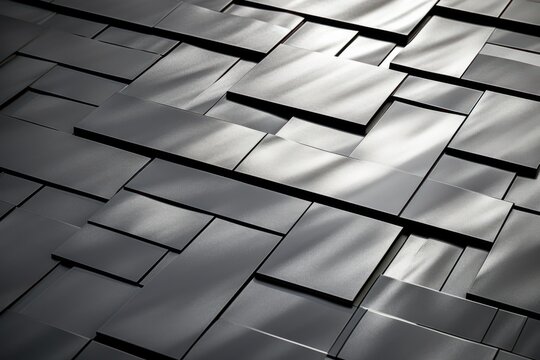 Abstract pattern of metallic tiles, suitable for modern architecture and design concepts.