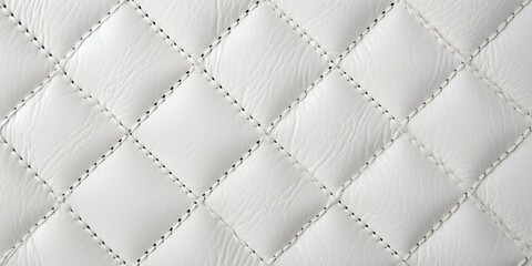  white leather texture with visible stitching. - obrazy, fototapety, plakaty