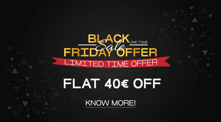 Black Friday Sale. Banner, poster, logo golden color on dark background limited time offer