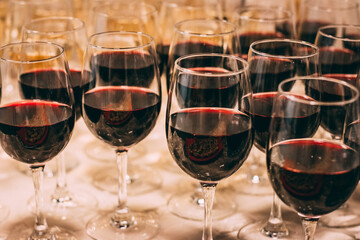 Close-up of a Wine Glass Filled with Alcoholic Beverage