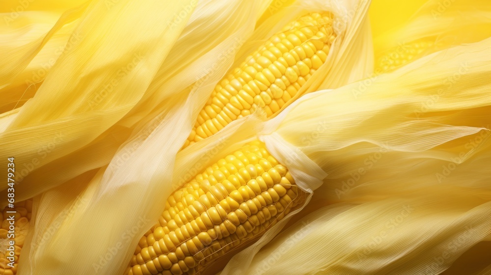 Poster a close up of a corn cob on the cob with yellow corn on the cob on the cob.