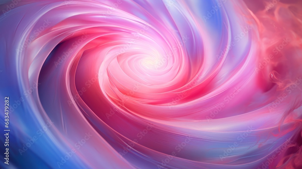 Poster a computer generated image of a pink and blue swirl with a white center in the center of the image a