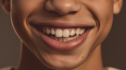 Obraz premium Teen boy's joyful expression lights up the studio, showcasing his flawless smile.