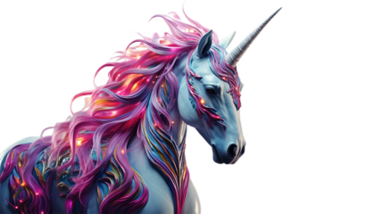 Colorful unicorn. Isolated on Transparent background.