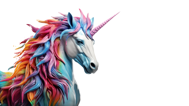 Colorful unicorn. Isolated on Transparent background.