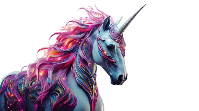 Colorful unicorn. Isolated on Transparent background.