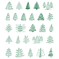 set of christmas trees christmas tree xmas tree