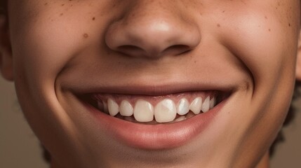 Obraz premium Happy teen boy smiles with perfect teeth in a studio.