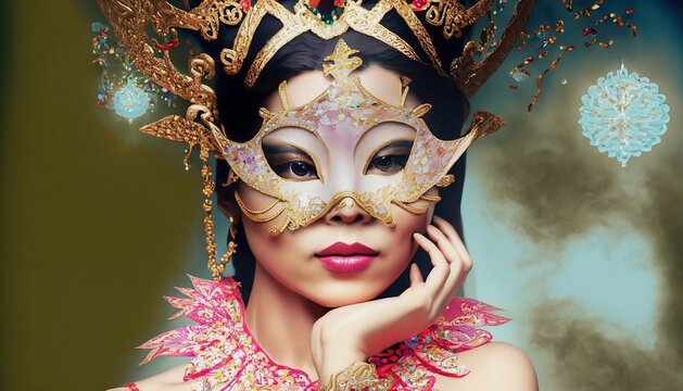 portrait of a woman in carnival mask