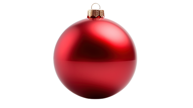 Red Christmas ball. Isolated on Transparent background.