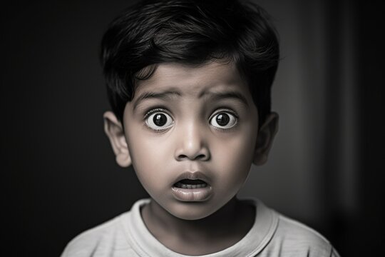 The Astonished Expression of a Curious Young Boy Revealing an Unexpected Encounter