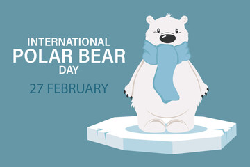 International polar bear day, banner. Cute polar bear and text. Greeting card, poster, vector © Tatiana