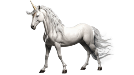 White unicorn. Isolated on Transparent background.