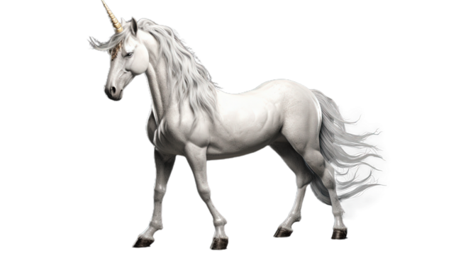 White unicorn. Isolated on Transparent background.