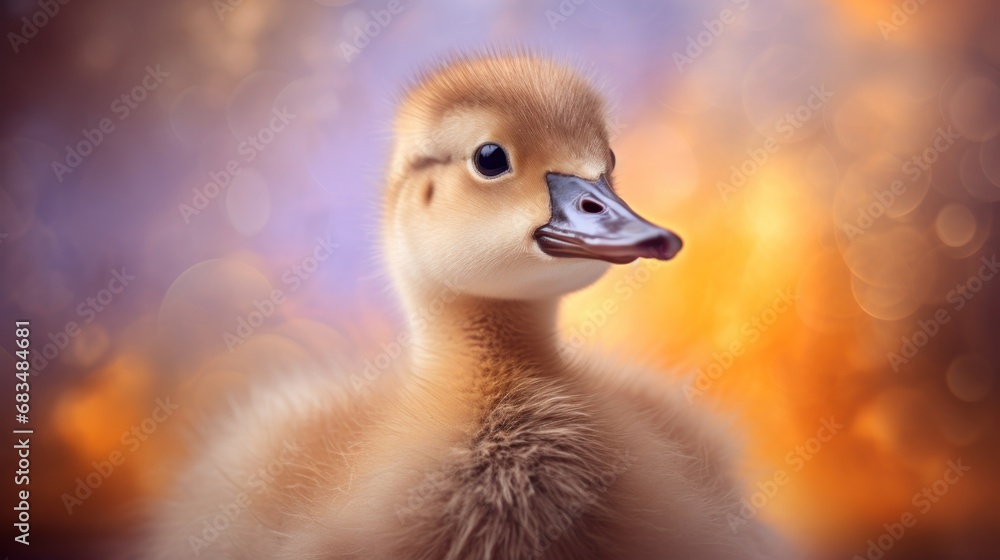 Aufkleber a close up of a duck with a blurry background and a blurry image of the duck's head.