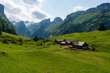 Fototapeta na wymiar Wonderful hike in the Alpstein mountains in Appenzellerland Switzerland