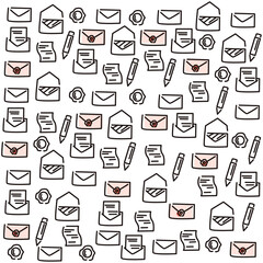 Message and letters sketches Hand drawn background Vector