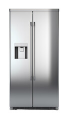 Fridge. Stainless steel double door. Isolated on Transparent background.