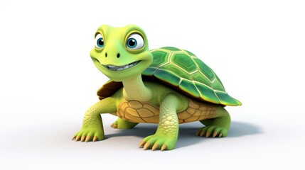 Fototapeta premium a cartoon turtle with big eyes and a smile on it's face, sitting on a white surface with a white background.