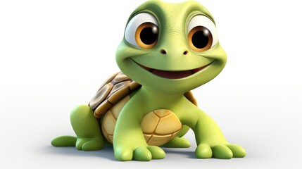 Fototapeta premium a cartoon turtle with big eyes and a smile on it's face, sitting on the ground and looking at the camera.