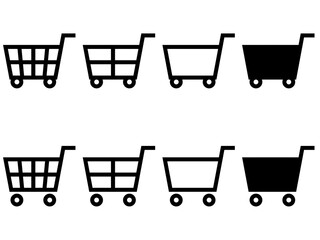 ショッピングカートアイコンセットE：黒