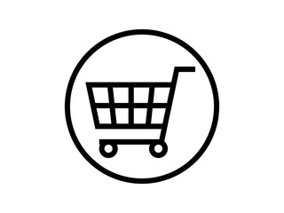 ショッピングカート丸アイコンA：黒線
