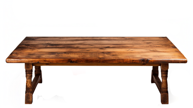 Wooden table. Isolated on Transparent background.