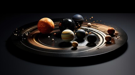  a plate that has a bunch of different planets on it, including one of them in the center of the plate.