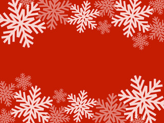 フラット雪の結晶パターン上下フレーム：赤