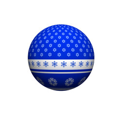 Blue ball with New Year's ornament. Snowflakes.