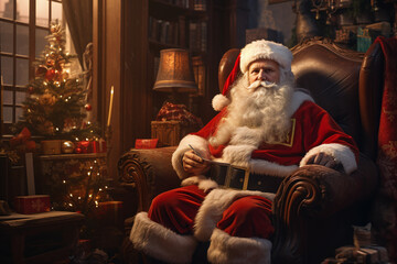 Fototapeta na wymiar Santa Claus with Christmas Gifts background