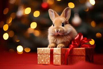 Bunny with christmas gift