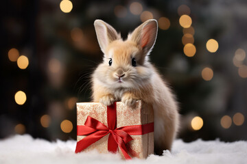 Bunny with christmas gift