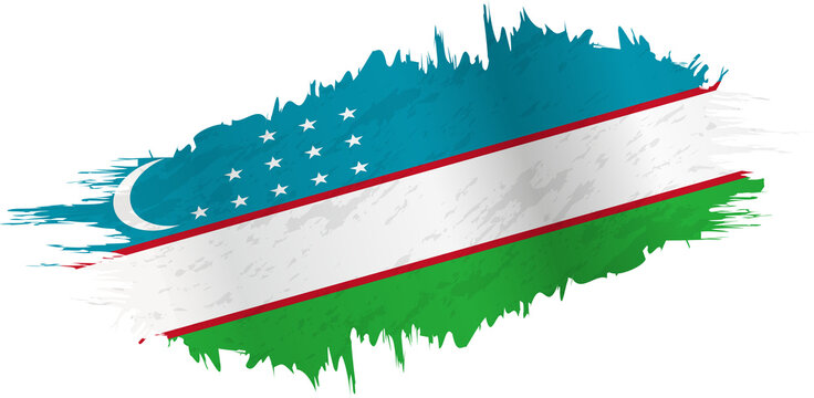 Brushstroke flag of Uzbekistan