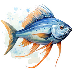 watercolor DOLPHIN FISH clipart, Generative Ai