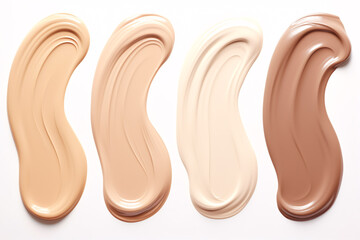 A beige concealer, used for makeup foundation, is isolated on a white background.